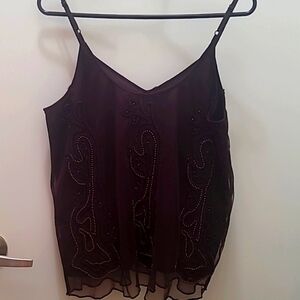 BKE buckle beaded Spaghetti Strap Top  Size Medium